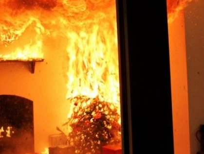 christmas tree catching fire
