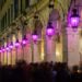 Holy week with purple lanterns on Liston Square, Corfu, Greece