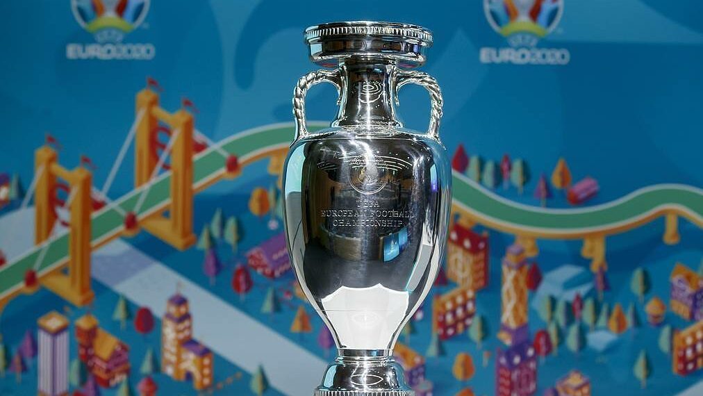 epa08300469 (FILE) - The Henri Delaunay trophy on display during the draw of the UEFA EURO 2020 playoff matches at the UEFA headquarters in Nyon, Switzerland, 22 November 2019 (re-issued on 17 March 2020). The UEFA EURO 2020 has been postponed to 2021 amid the coronavirus COVID-19 pandemic, the Norwegian Football Association (NFF) announced on 17 March 2020.  EPA-EFE/SALVATORE DI NOLFI