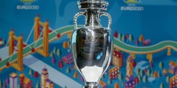 epa08300469 (FILE) - The Henri Delaunay trophy on display during the draw of the UEFA EURO 2020 playoff matches at the UEFA headquarters in Nyon, Switzerland, 22 November 2019 (re-issued on 17 March 2020). The UEFA EURO 2020 has been postponed to 2021 amid the coronavirus COVID-19 pandemic, the Norwegian Football Association (NFF) announced on 17 March 2020.  EPA-EFE/SALVATORE DI NOLFI