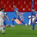 Soccer Football - World Cup Qualifiers Europe - Group B - Spain v Greece - Los Carmenes, Granada, Spain - March 25, 2021 Greece's Anastasios Bakasetas celebrates scoring their first goal with teammates REUTERS/Jon Nazca