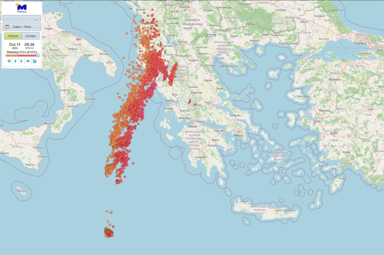 MeteoCorfu | Περισσότερες από 8.500 ηλεκτρικές εκκενώσεις σε Ιόνιο και δυτικά Βαλκάνια την Κυριακή